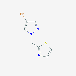 molecular formula C7H6BrN3S B13343814 2-((4-Bromo-1H-pyrazol-1-yl)methyl)thiazole 