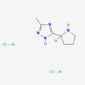 molecular formula C7H14Cl2N4 B13343924 (S)-5-Methyl-3-(pyrrolidin-2-yl)-1H-1,2,4-triazole dihydrochloride 