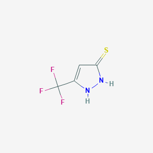 molecular formula C4H3F3N2S B13343940 5-(Trifluoromethyl)-1,2-dihydro-3H-pyrazole-3-thione 