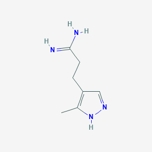 molecular formula C7H12N4 B13343950 3-(3-methyl-1H-pyrazol-4-yl)propanimidamide 