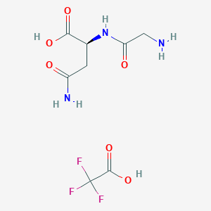 molecular formula C8H12F3N3O6 B13343975 (S)-4-Amino-2-(2-aminoacetamido)-4-oxobutanoic acid mono(trifluoroacetate) 