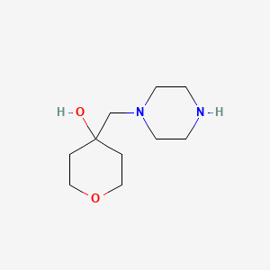 molecular formula C10H20N2O2 B13343992 4-(piperazin-1-ylmethyl)tetrahydro-2H-pyran-4-ol CAS No. 84207-14-7