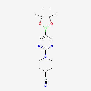 1-(5-(4,4,5,5-Tetramethyl-1,3,2-dioxaborolan-2-yl)pyrimidin-2-yl)piperidine-4-carbonitrile