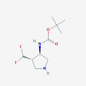 molecular formula C10H18F2N2O2 B13344138 tert-Butyl ((3R,4S)-4-(difluoromethyl)pyrrolidin-3-yl)carbamate 