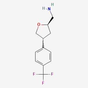 molecular formula C12H14F3NO B13344195 ((2R,4R)-4-(4-(Trifluoromethyl)phenyl)tetrahydrofuran-2-yl)methanamine 