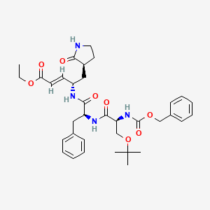 Ethyl (5S,8S,11S,E)-8-benzyl-5-(tert-butoxymethyl)-3,6,9-trioxo-11-(((S)-2-oxopyrrolidin-3-yl)methyl)-1-phenyl-2-oxa-4,7,10-triazatetradec-12-en-14-oate