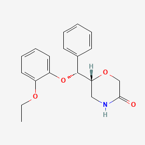 molecular formula C19H21NO4 B13344246 rel-(R)-6-((R)-(2-Ethoxyphenoxy)(phenyl)methyl)morpholin-3-one 