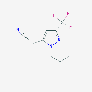 molecular formula C10H12F3N3 B13344368 2-(1-isobutyl-3-(trifluoromethyl)-1H-pyrazol-5-yl)acetonitrile 