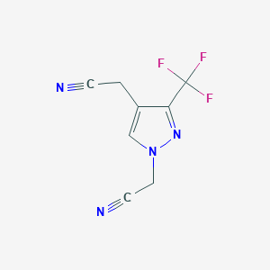 molecular formula C8H5F3N4 B13344387 2,2'-(3-(trifluoromethyl)-1H-pyrazole-1,4-diyl)diacetonitrile 