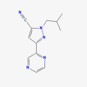 molecular formula C12H13N5 B13344478 1-isobutyl-3-(pyrazin-2-yl)-1H-pyrazole-5-carbonitrile 