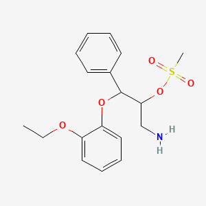 molecular formula C18H23NO5S B13344525 3-Amino-1-(2-ethoxyphenoxy)-1-phenylpropan-2-yl methanesulfonate 