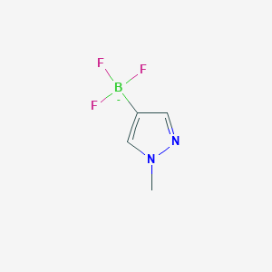 molecular formula C4H5BF3N2- B13344597 Trifluoro(1-methyl-1H-pyrazol-4-yl)borate 