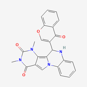 molecular formula C24H18N4O4 B13344763 12,14-dimethyl-9-(4-oxochromen-3-yl)-1,8,12,14-tetrazatetracyclo[8.7.0.02,7.011,16]heptadeca-2,4,6,10,16-pentaene-13,15-dione 