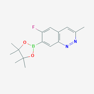 molecular formula C15H18BFN2O2 B13344887 6-Fluoro-3-methyl-7-(4,4,5,5-tetramethyl-1,3,2-dioxaborolan-2-yl)cinnoline 