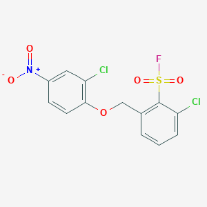 molecular formula C13H8Cl2FNO5S B13344891 Benzenesulfonylfluoride, 2-chloro-6-[(2-chloro-4-nitrophenoxy)methyl]- CAS No. 30937-77-0