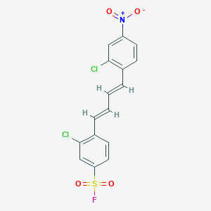 molecular formula C16H10Cl2FNO4S B13344913 3-Chloro-4-(4-(2-chloro-4-nitrophenyl)buta-1,3-dien-1-yl)benzene-1-sulfonyl fluoride CAS No. 31368-25-9