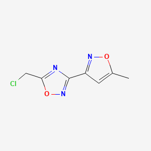 molecular formula C7H6ClN3O2 B13344976 5-(Chloromethyl)-3-(5-methylisoxazol-3-yl)-1,2,4-oxadiazole 