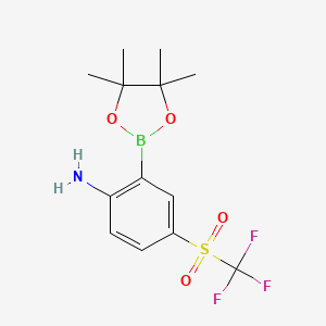 2-(4,4,5,5-Tetramethyl-1,3,2-dioxaborolan-2-YL)-4-(trifluoromethylsulfonyl)aniline