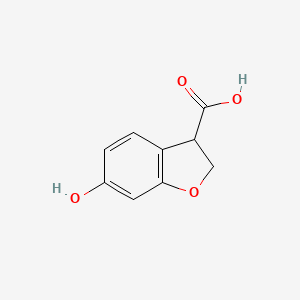 molecular formula C9H8O4 B13345112 6-Hydroxy-2,3-dihydrobenzofuran-3-carboxylic acid 