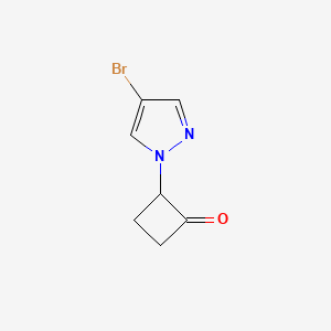 molecular formula C7H7BrN2O B13345127 2-(4-Bromo-1H-pyrazol-1-yl)cyclobutan-1-one 