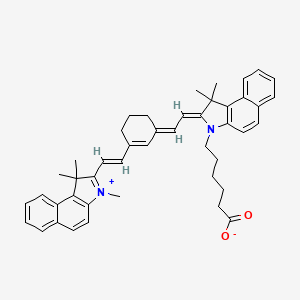 molecular formula C45H48N2O2 B13345253 6-(1,1-Dimethyl-2-(2-(3-(2-(1,1,3-trimethyl-1H-benzo[e]indol-3-ium-2-yl)vinyl)cyclohex-2-en-1-ylidene)ethylidene)-1,2-dihydro-3H-benzo[e]indol-3-yl)hexanoate 