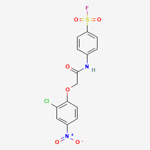 molecular formula C14H10ClFN2O6S B13345290 4-{[(2-Chloro-4-nitrophenoxy)acetyl]amino}benzenesulfonyl fluoride CAS No. 21278-51-3