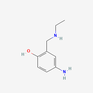 molecular formula C9H14N2O B13345364 4-Amino-2-((ethylamino)methyl)phenol 