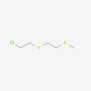 molecular formula C5H11ClS2 B13345582 Ethane, 1-methylthio-2-[(2-chloroethyl)thio]- 