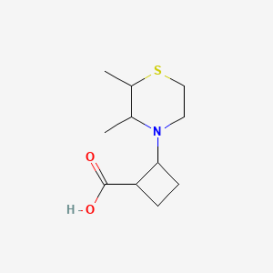 molecular formula C11H19NO2S B13345677 2-(2,3-Dimethylthiomorpholino)cyclobutane-1-carboxylic acid 