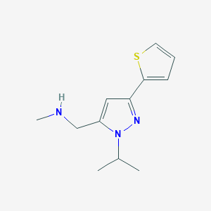 molecular formula C12H17N3S B13345679 1-(1-isopropyl-3-(thiophen-2-yl)-1H-pyrazol-5-yl)-N-methylmethanamine 