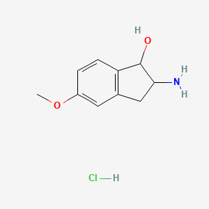 molecular formula C10H14ClNO2 B13345692 2-Amino-5-methoxy-indan-1-ol hydrochloride CAS No. 6291-49-2