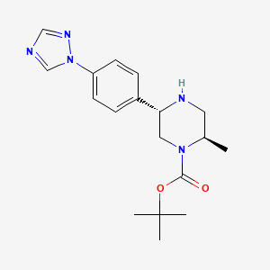 molecular formula C18H25N5O2 B13345704 Rel-tert-butyl (2R,5S)-5-(4-(1H-1,2,4-triazol-1-yl)phenyl)-2-methylpiperazine-1-carboxylate 