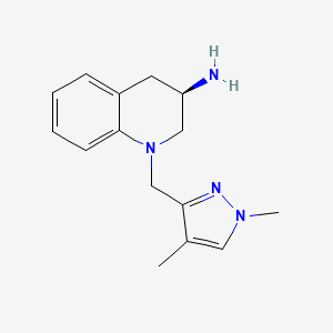 molecular formula C15H20N4 B13345735 (R)-1-((1,4-Dimethyl-1H-pyrazol-3-yl)methyl)-1,2,3,4-tetrahydroquinolin-3-amine 