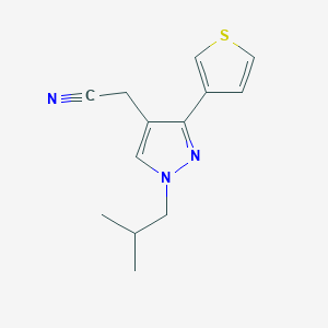 molecular formula C13H15N3S B13345843 2-(1-isobutyl-3-(thiophen-3-yl)-1H-pyrazol-4-yl)acetonitrile 