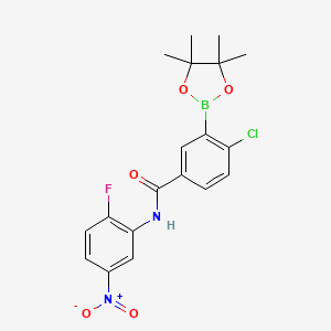 molecular formula C19H19BClFN2O5 B13345845 4-Chloro-N-(2-fluoro-5-nitrophenyl)-3-(4,4,5,5-tetramethyl-1,3,2-dioxaborolan-2-yl)benzamide 