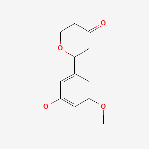 molecular formula C13H16O4 B13345971 2-(3,5-Dimethoxyphenyl)tetrahydro-4H-pyran-4-one 