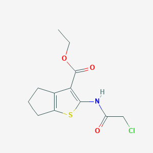 molecular formula C12H14ClNO3S B1334602 2-(2-Chloro-acetylamino)-5,6-dihydro-4H-cyclopenta[b]thiophene-3-carboxylic acid ethyl ester CAS No. 203385-15-3