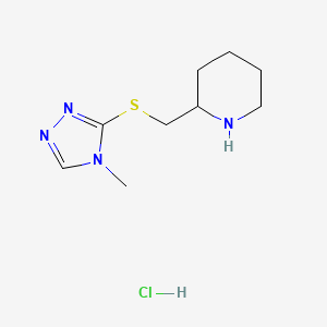 molecular formula C9H17ClN4S B13346024 2-{[(4-methyl-4H-1,2,4-triazol-3-yl)sulfanyl]methyl}piperidine hydrochloride 