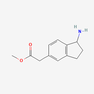 molecular formula C12H15NO2 B13346035 Methyl 2-(1-amino-2,3-dihydro-1H-inden-5-yl)acetate 