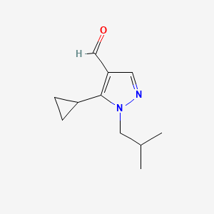 molecular formula C11H16N2O B13346048 5-Cyclopropyl-1-isobutyl-1H-pyrazole-4-carbaldehyde 