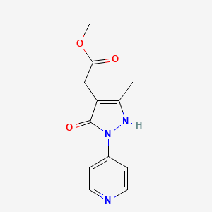 molecular formula C12H13N3O3 B13346281 Methyl 2-[5-Methyl-3-oxo-2-(4-pyridyl)-2,3-dihydro-4-pyrazolyl]acetate 