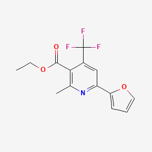 molecular formula C14H12F3NO3 B13346284 Ethyl 6-(furan-2-yl)-2-methyl-4-(trifluoromethyl)nicotinate 