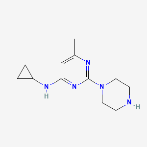 molecular formula C12H19N5 B13346333 N-cyclopropyl-6-methyl-2-(piperazin-1-yl)pyrimidin-4-amine 