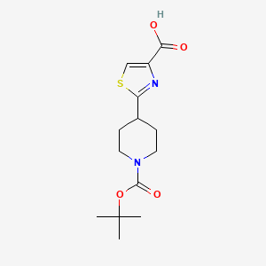 molecular formula C14H20N2O4S B1334638 2-(1-(叔丁氧羰基)哌啶-4-基)噻唑-4-羧酸 CAS No. 365413-00-9