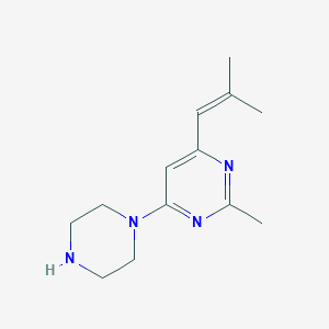 molecular formula C13H20N4 B13346395 2-Methyl-4-(2-methylprop-1-en-1-yl)-6-(piperazin-1-yl)pyrimidine 