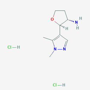 molecular formula C9H17Cl2N3O B13346411 (2R,3S)-2-(1,5-Dimethyl-1H-pyrazol-4-yl)tetrahydrofuran-3-amine dihydrochloride 