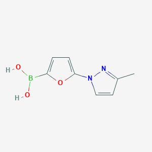 molecular formula C8H9BN2O3 B13346488 (5-(3-Methyl-1H-pyrazol-1-yl)furan-2-yl)boronic acid 