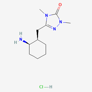 molecular formula C11H21ClN4O B13346584 Rel-5-(((1R,2R)-2-aminocyclohexyl)methyl)-2,4-dimethyl-2,4-dihydro-3H-1,2,4-triazol-3-one hydrochloride 