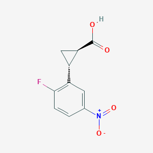 molecular formula C10H8FNO4 B13346634 (1R,2R)-2-(2-Fluoro-5-nitrophenyl)cyclopropane-1-carboxylic acid 