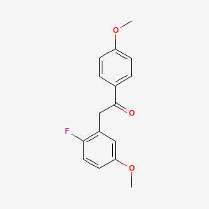 molecular formula C16H15FO3 B13346682 2-(2-Fluoro-5-methoxyphenyl)-1-(4-methoxyphenyl)ethanone 